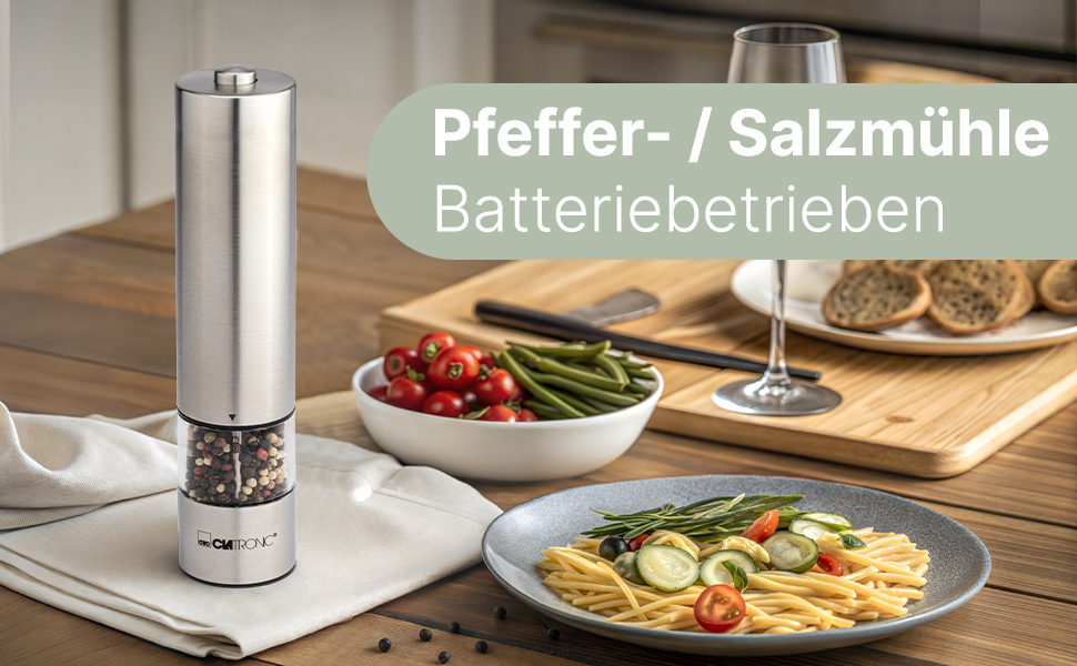 Електрична мельниця Clatronic® для солі та перцю | Керамічний жорно | Регулювання помелу | З підсвіткою | Зручна в використанні | PSM 3004 N