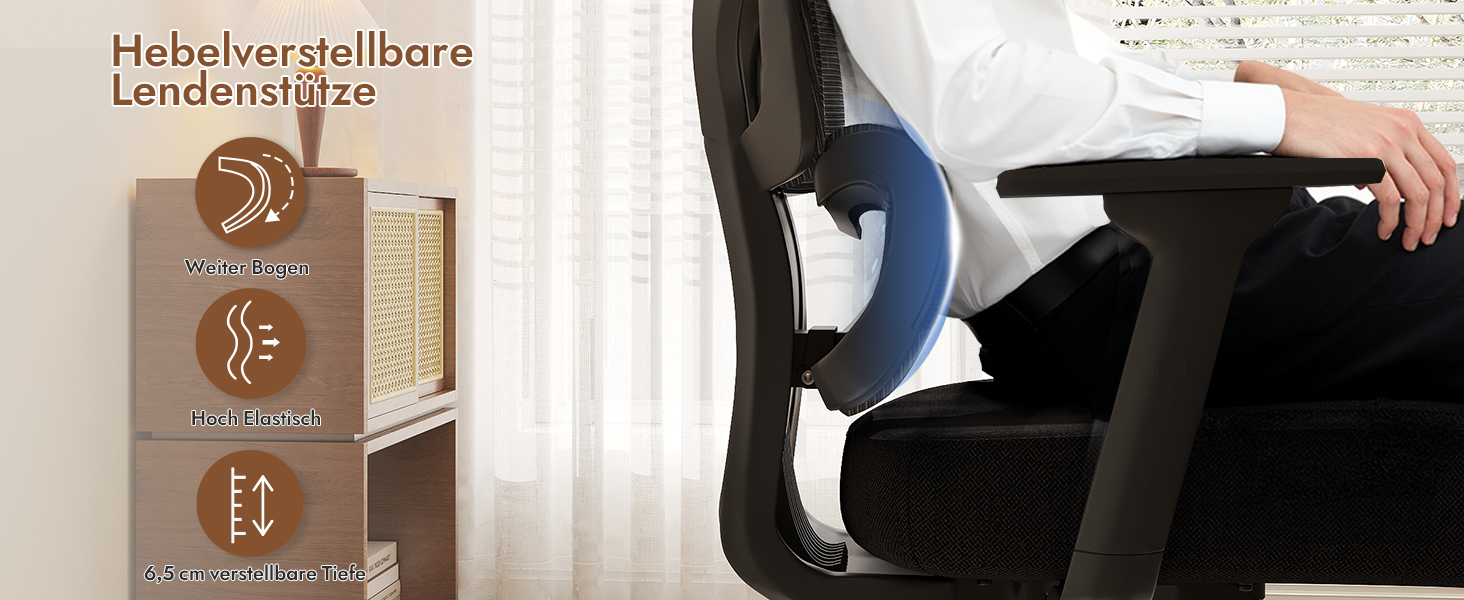 Ергономічне крісло для офісу та геймінгу з регульованою підголівником та 3D підлокітниками, підтримкою попереку, чорне