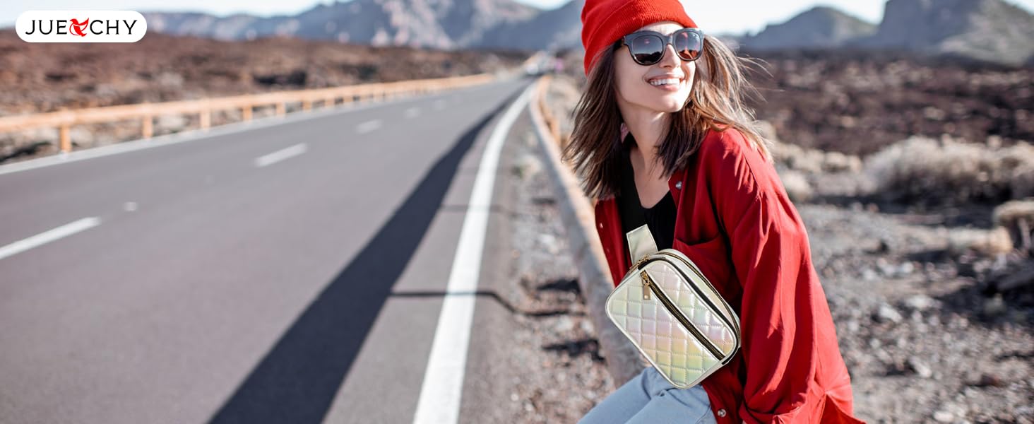 Жіноча бананка Jueachy: водонепроникна сумка через плече з ромбовим візерунком, 4 відділення на блискавці, для активного відпочинку та фестивалів