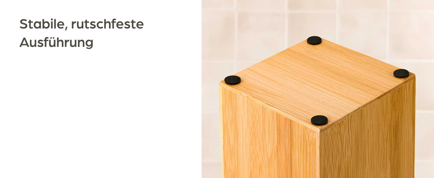 Підставка для туалетного паперу з бамбука Praknu - тримач на 4 рулони з кришкою на магніті, FSC-дерево, економія місця, антиковзаюча