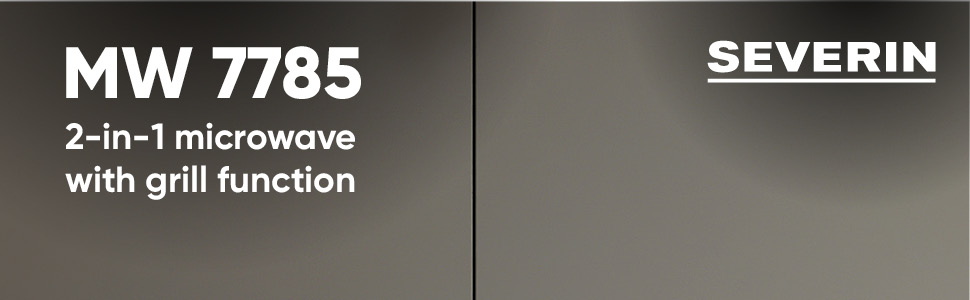 Мікрохвильова піч Severin 2-в-1 з грилем, 20 л, чорна, MW 7762. Плоский скляний стіл, 2 рівні, велика площа, для прямокутного посуду, легке очищення