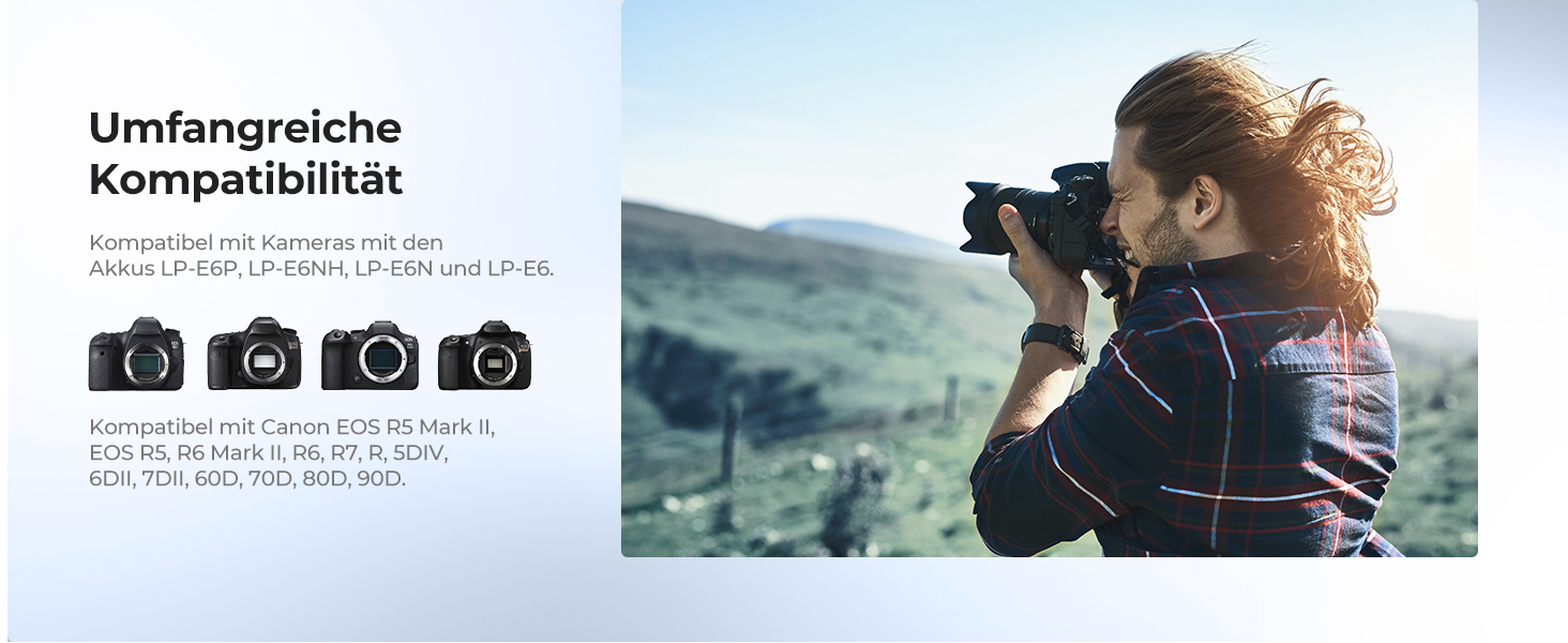Акумулятор Canon LP-E6P (3 шт.) K&F Concept + Зарядний пристрій на 3 слоти, 2400mAh для Canon EOS R5, R6, R7, 5D Mark IV