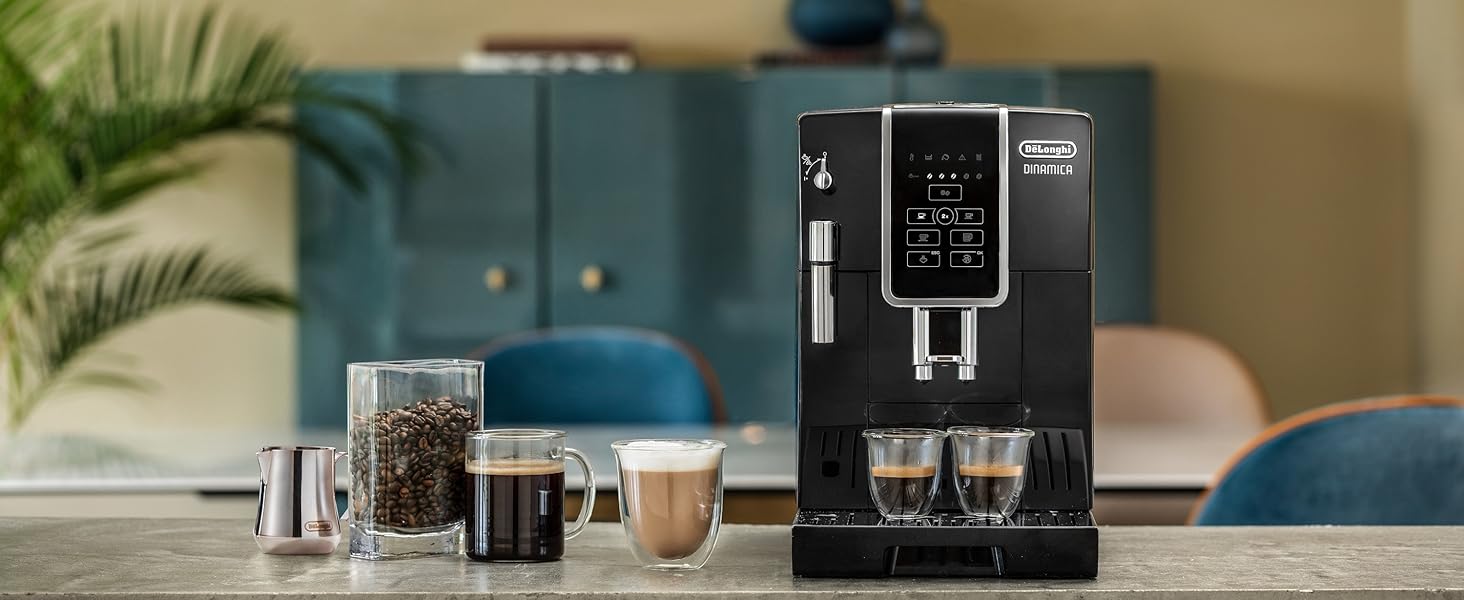 Кавомашина De'Longhi Dinamica ECAM 350.15.B: автоматична з капучинатором, чорна