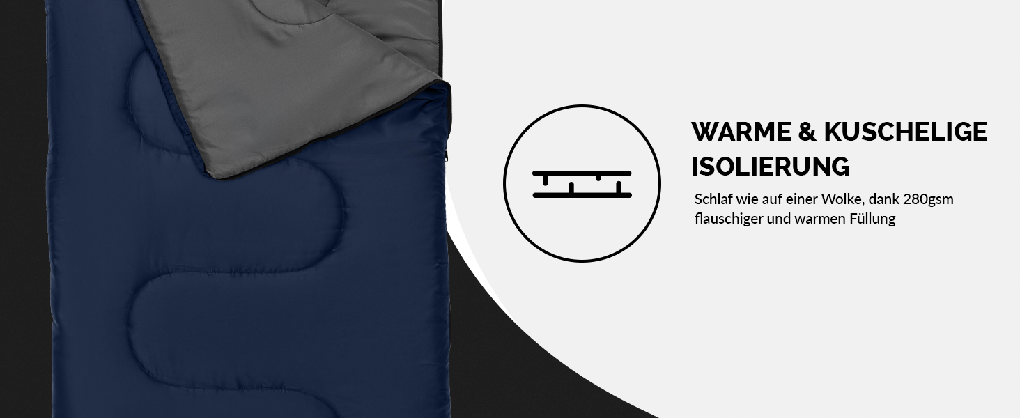 Montaray® Hooded Sleeping Bag -3°C - Outdoor Winter & Summer Sleeping Bag for Hiking, Camping & Hut Use - Warm Sleeping Bag for Men & Women (Blue, 280GSM, 75 x 220cm)