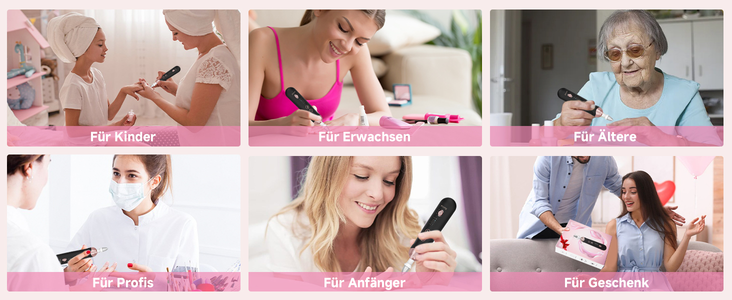 Електричний набір для манікюру та педикюру з LED-підсвічуванням: пилка для нігтів, 10 насадок