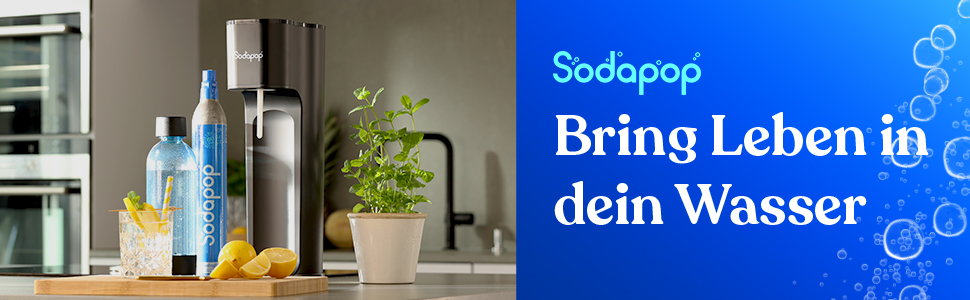 Sodapop Wassersprudler Logan Чорний Матовий - Газоварка для води з 2 скляними (850 мл, 600 мл) та 1 PET пляшкою (850 мл), 42.6 см