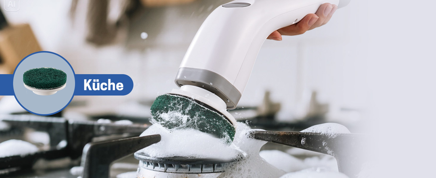 Електрична щітка для прибирання ванної кімнати, 7 в 1, з набором насадок, LED-дисплей, регульована ручка, IPX7, білий