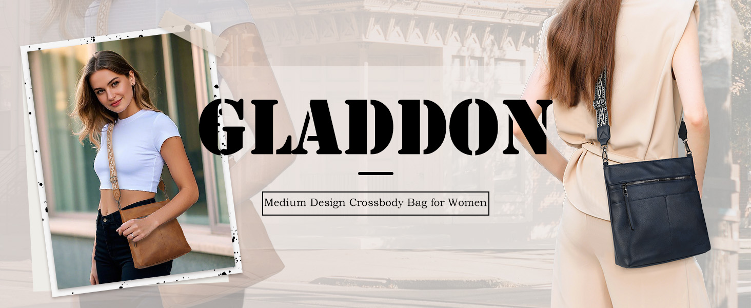 Сумка жіноча Gladdon шкіряна крос-боді середнього розміру коричнева з широким ременем та плечовим ремінцем