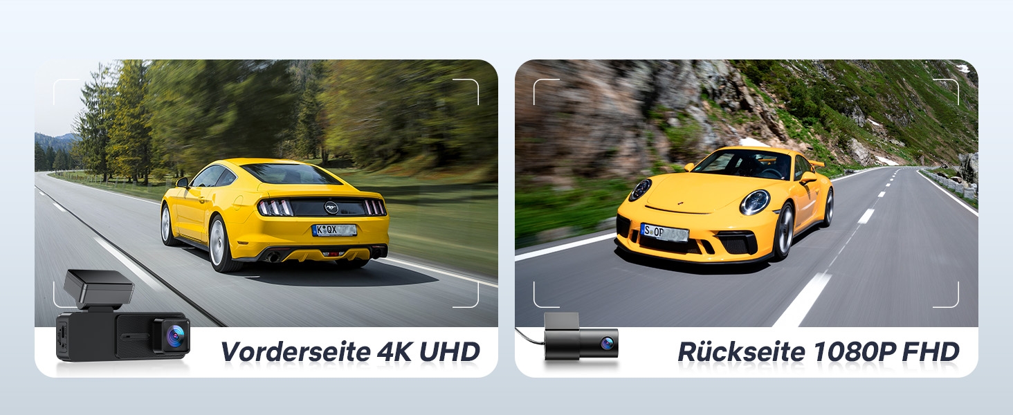 Відеореєстратор GKU Dashcam Auto: 4K/2.5K, GPS, Wi-Fi, Dual, 64GB, Паркування, WDR, 170° Кут огляду, G-сенсор, Loop, Макс. 256GB, Чорний