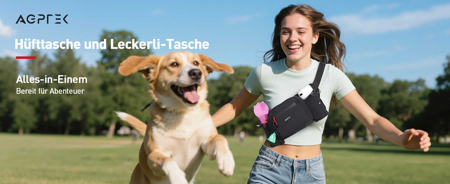 Сумка для ласощів та корму для собак AGPTEK, поясна сумка для прогулянок, подорожей та активного відпочинку