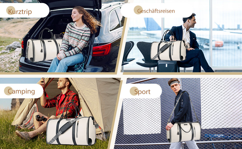 Сумка-органайзер для подорожей 50 л, 2-в-1: сумка та водонепроникне взуття з антизминальним системою для жінок та чоловіків – ідеально для ділових поїздок та відпочинку (Бежевий)