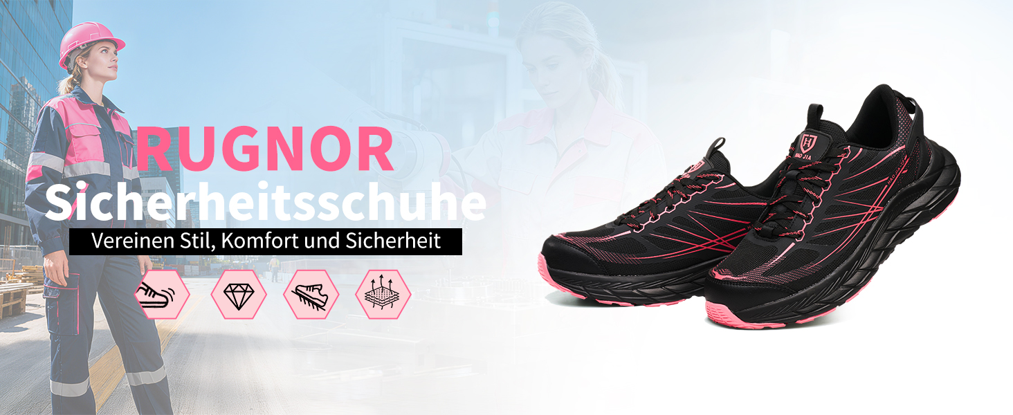 Черевики робочі чоловічі/жіночі, захисні черевики зі сталевим підноском, легкі, дихаючі, EU 37-46 (Рожевий, 39 EU)