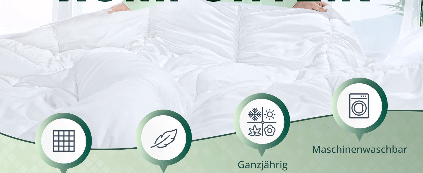 Ковдра Utopia Bedding 220x240 см, всесезонна, 370 GSM, дихаюча, стегане покриття, супер м'яка (біла)