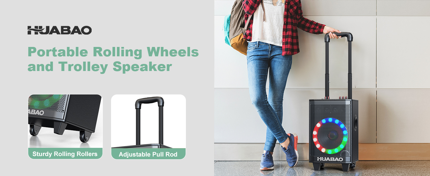 Bluetooth-портативна акустика для караоке з 2 мікрофонами, 11 динаміків, акумулятором 8800mAh, ручкою-тележкою та підсвічуванням. FM/AUX/USB/TF, регулювання басів та високих частот (A113)