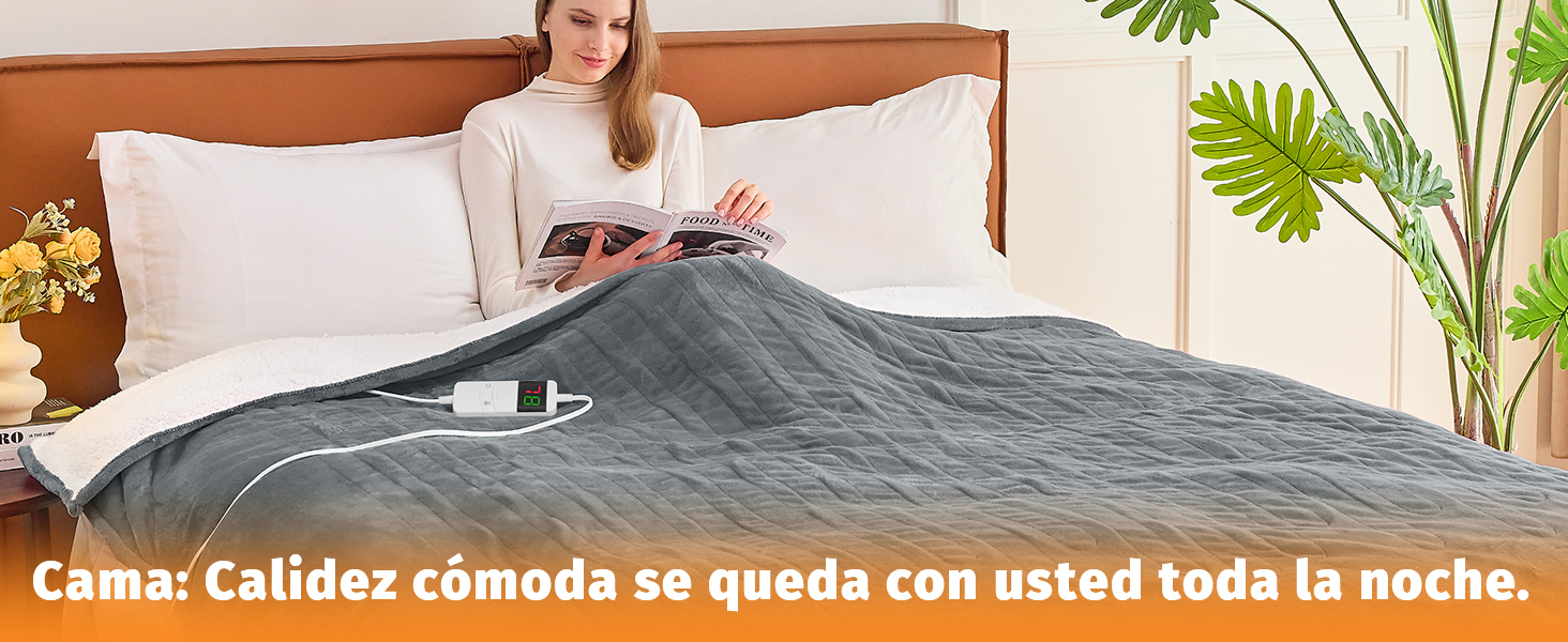 Електрична ковдра BOMOVA з автовимкненням, плюшева ковдра для дому, 10 температурних режимів, таймер, 130x180 см, сірий колір