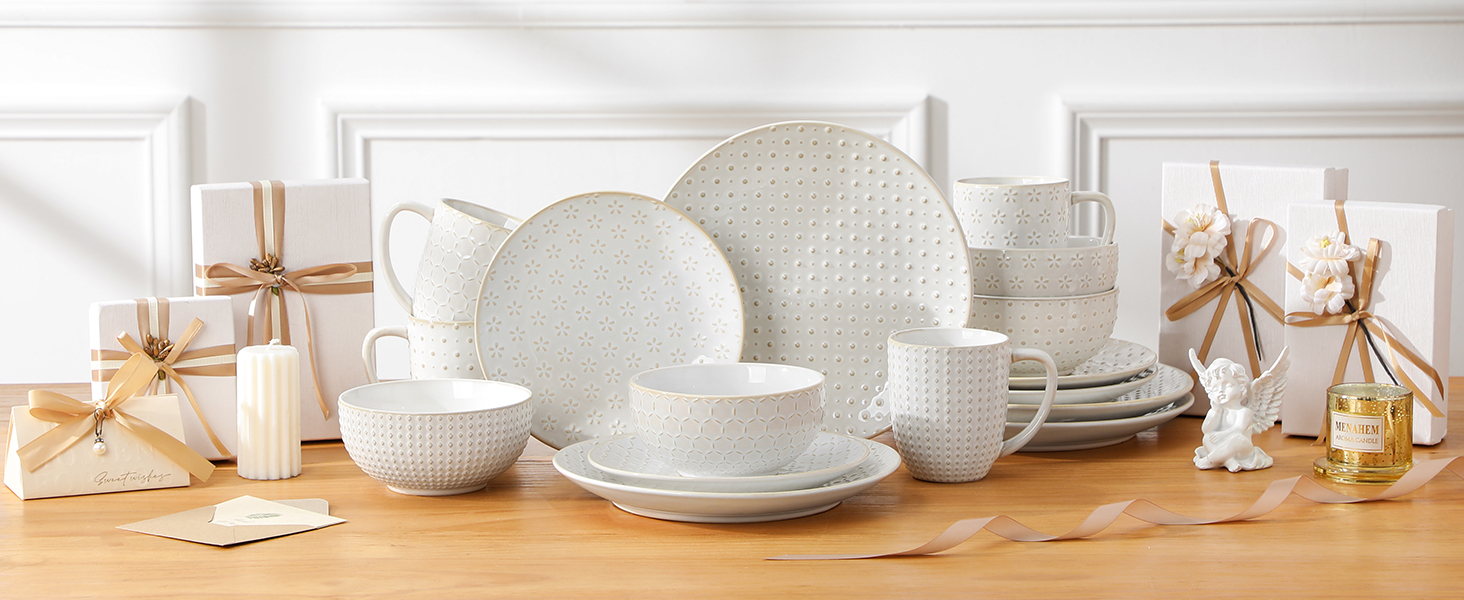 Набір кавових чашок з блюдцем MALACASA, 8 предметів, на 4 персони, керамічний сервіз, об'єм 180 мл, для кави, чаю, десертів, бежевий