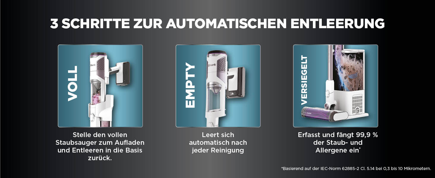 Пылесос Shark Clean & Empty: аккумуляторный, с базой самоочистки, до 40 мин работы, беспроводной, для шерсти животных, ковров и твердых полов, с LED-подсветкой, тихий, белый/синий, BU3521EU