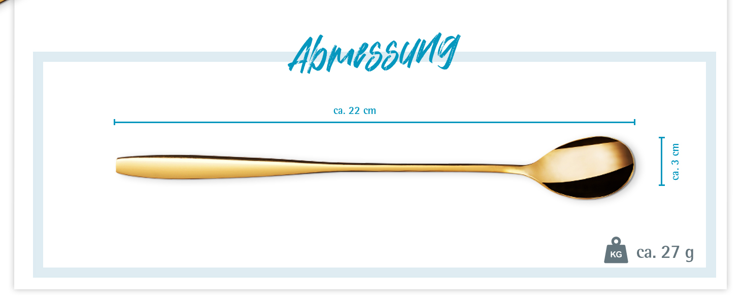 Льодогенератор та ложка для лате-макіато Gräwe з нержавіючої сталі, довга ложка для кави, десертів та холодного чаю, придатна для миття в посудомийній машині, золотиста