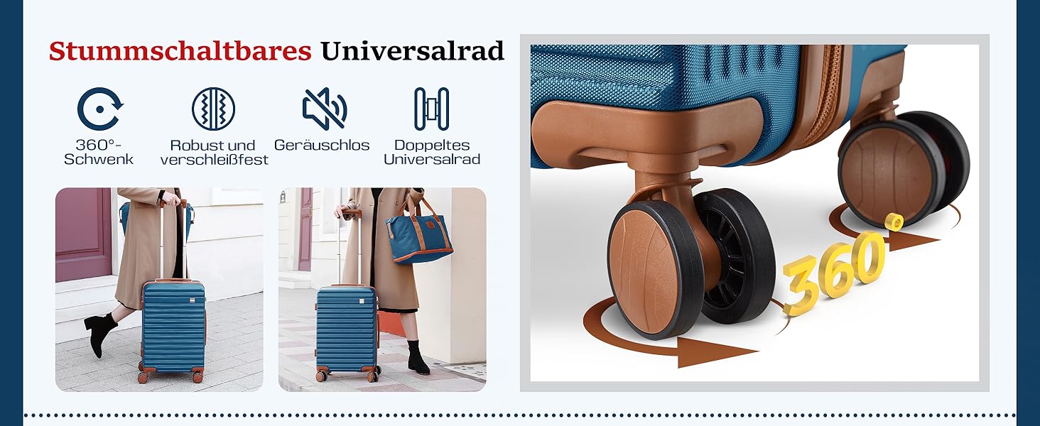 Набір валіз Joyway з ABS-пластику (4 колеса, TSA-замок) з місткою сумкою та культурою. Великий синій кофр