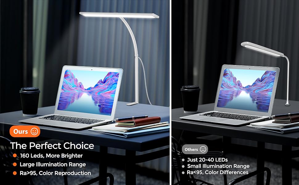 LED лампа для столу 10W з регулюванням яскравості - 160 LED, USB-адаптер, 3 колірні температури, 10 рівнів яскравості, гнучкий 30см шлангу, для дому та офісу, з пультом керування