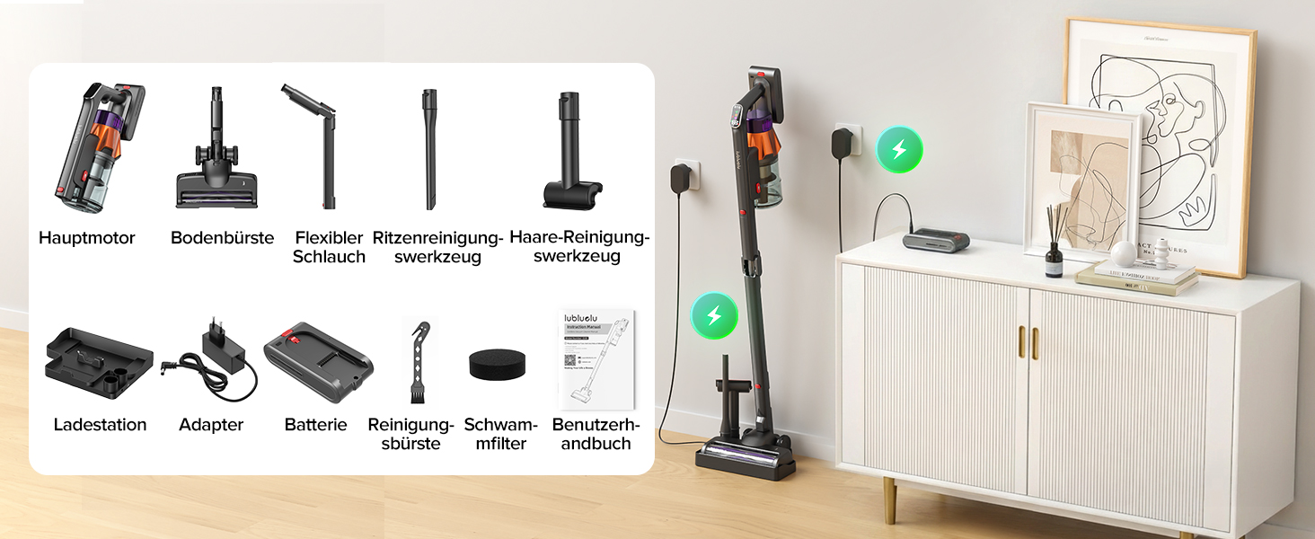 Бездротовий акумуляторний пилосос Lubluelu 600W, 55kPa, 7-ступенева фільтрація, для тварин, твердих поверхонь та килимів, сіро-фіолетовий