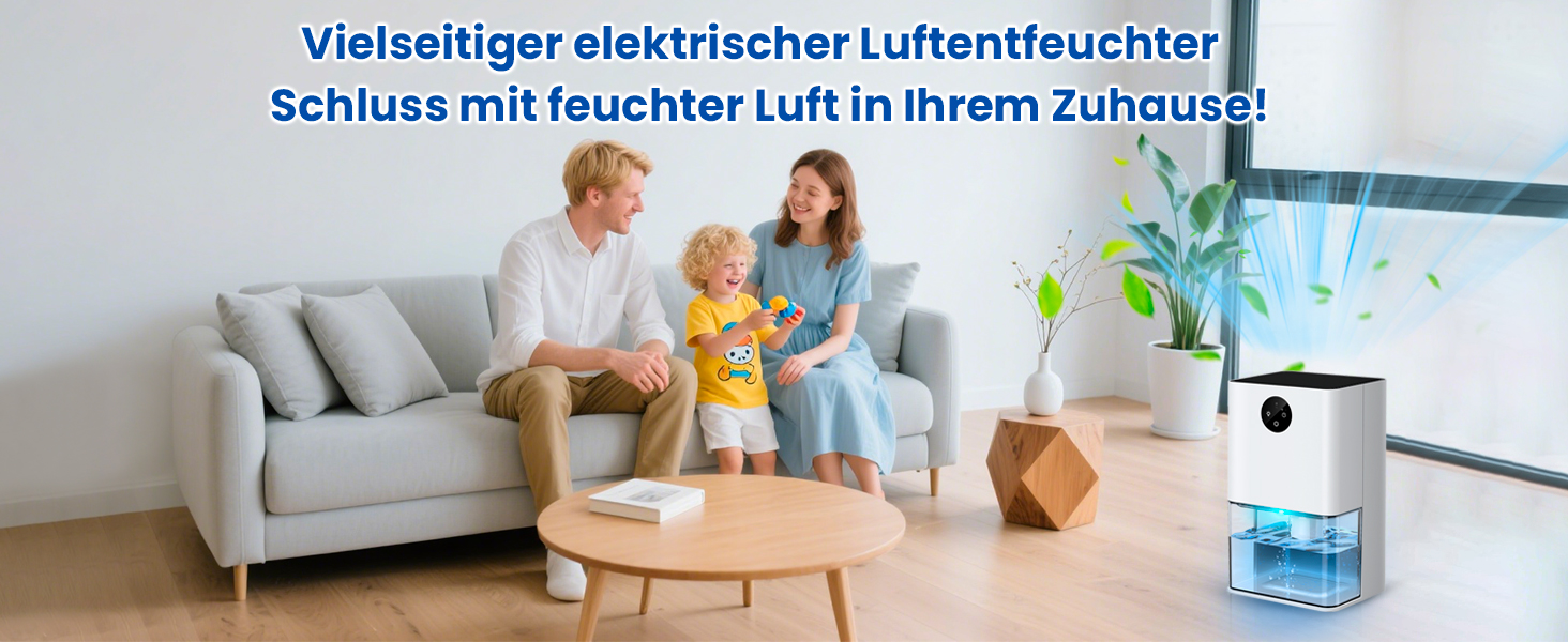 Електричний осушувач повітря для підвалу та квартири: 1800 мл, з таймером, нічним світлом, автоматичним відтаванням, тихий режим, 7 кольорів