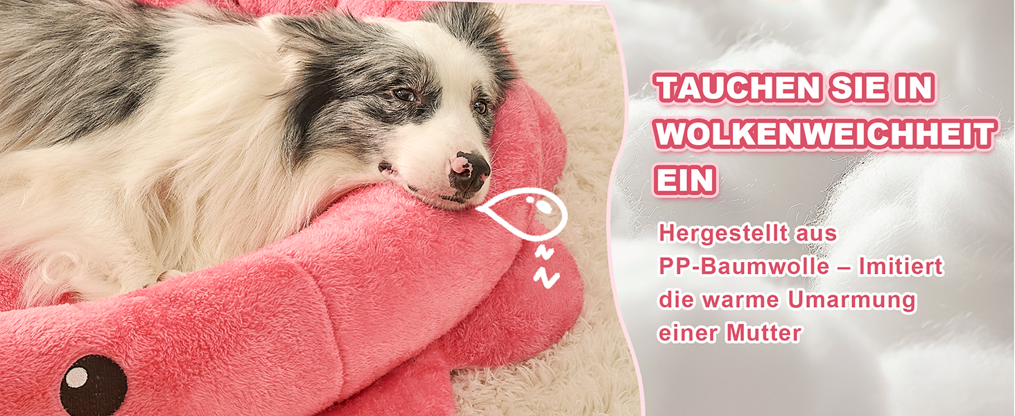 Кругле ліжко для собак та котів XL, рожево-червоне, Boho стиль, з м'яким знімним подушечкою, ліжко-антистрес для великих собак