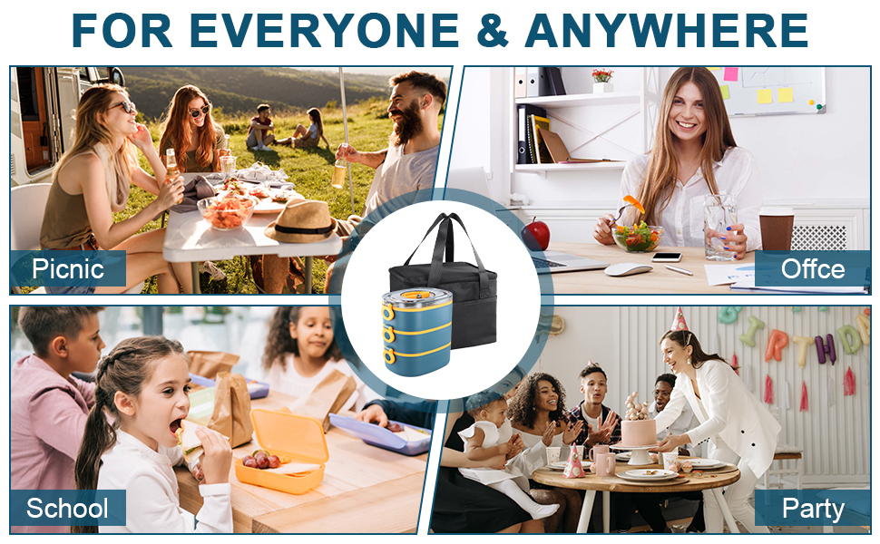 Ланчбокс 3 в 1 з відділеннями, Бенто-бокс 2800мл з сумкою, вилка та ложка, багаторівневий, водонепроникний, для дітей та дорослих, BPA Free, підходить для мікрохвильової печі (зелений)