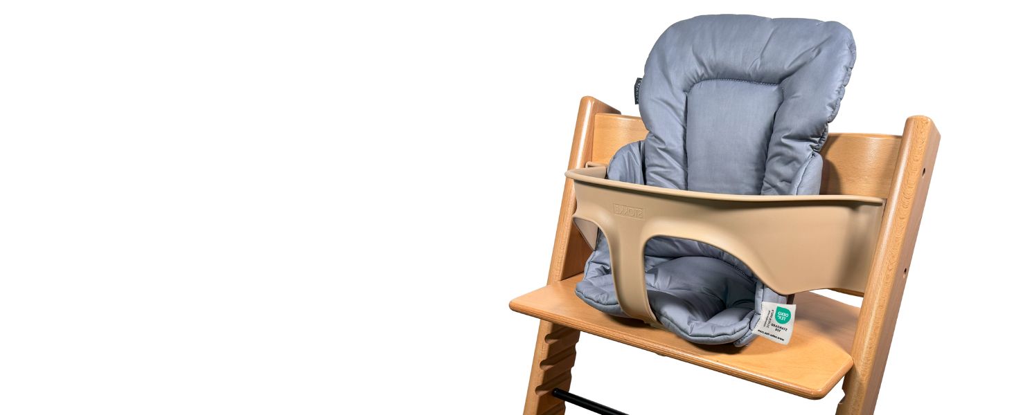 Сидіння та подушка для стільчика Stokke Tripp Trapp LaLoona, 2 частини, бавовна, сірий візерунок, OEKOTEX 100, гіпоалергенна, машинне прання