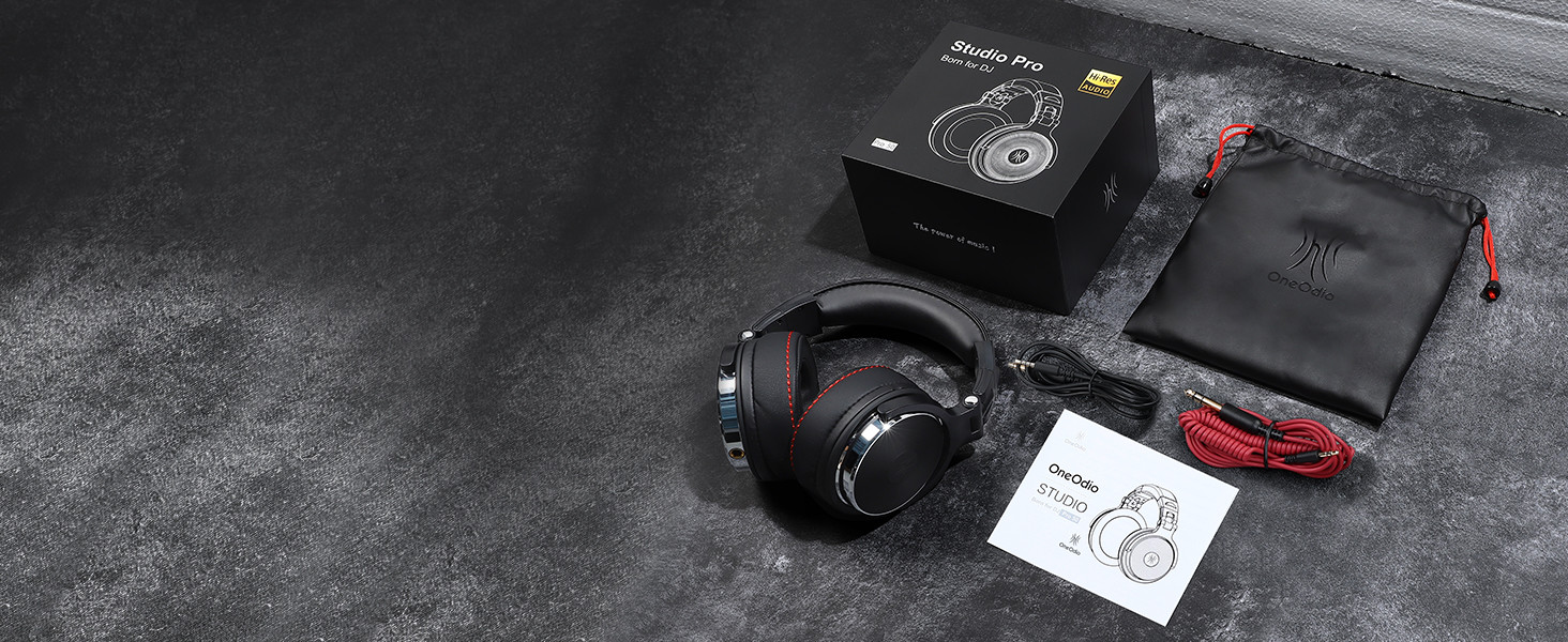 OneOdio Pro 50: Hi-Fi навушники для DJ та студії, 50мм драйвер, Share-Port, 6.35/3.5mm, чорний