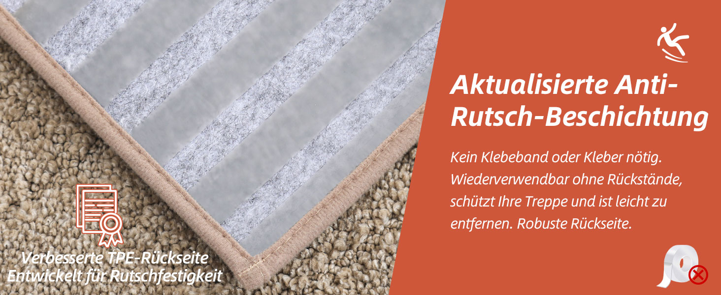 Ковзаючі килимки на сходи COSY HOMEER, 15 шт., 70 x 22 см, антиковзаючі, самоклеючі, машинне прання, 100% поліестер, TPE-підкладка, для дітей, літніх людей та домашніх тварин, сірий та білий