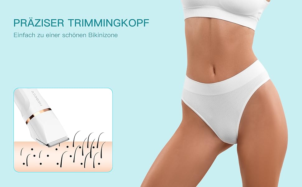 Електричний тример для бікіні 3-в-1 для жінок: тример для обличчя та інтимної зони, для чутливої шкіри. Вологостійкий, для мокрого та сухого використання, перезаряджається