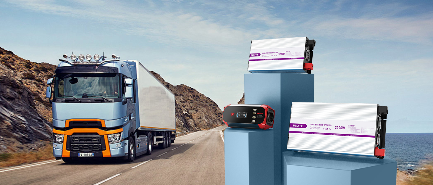 Автомобільний інвертор BELTTT 500W 12В-230В, 1000Вт пік, з LCD-дисплеєм, 4 USB, розетка EU для авто, кемпінгу, човна