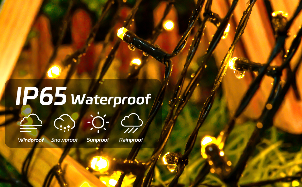 Сонячна гірлянда для зовнішнього використання, 120 LED, холодне біле світло, 8 режимів, для саду, двору, тераси, весільної декорації (5м, тепле біле світло)