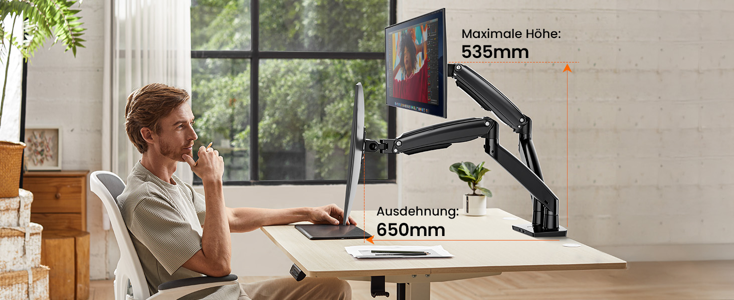 Підставка для монітора ErGear 2 монітори до 40 дюймів, 12 кг, USB, VESA 75x75/100x100 мм