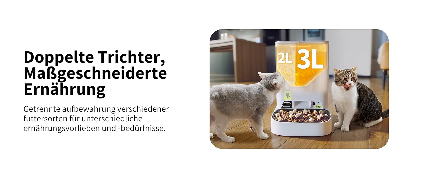 Автоматичний годівниця для котів та собак PETKIT з камерою та AI, 5л, 1-10 прийомів їжі/день, 1-30 порцій