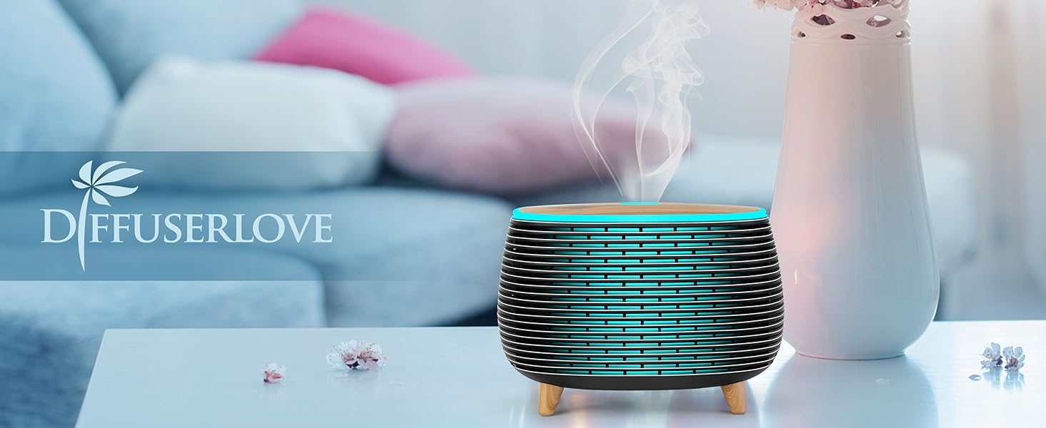 Аромадифузор Diffuserlove 400 мл з підсвіткою, для ефірних олій, аромадифузор для кімнати, з 7 кольорами, зволожувач повітря