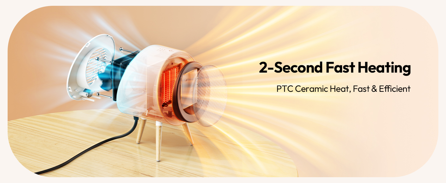 Керамічний обігрівач повітря Gaiatop PTC, енергоощадний компактний тепловентилятор 1000Вт/600Вт, білий