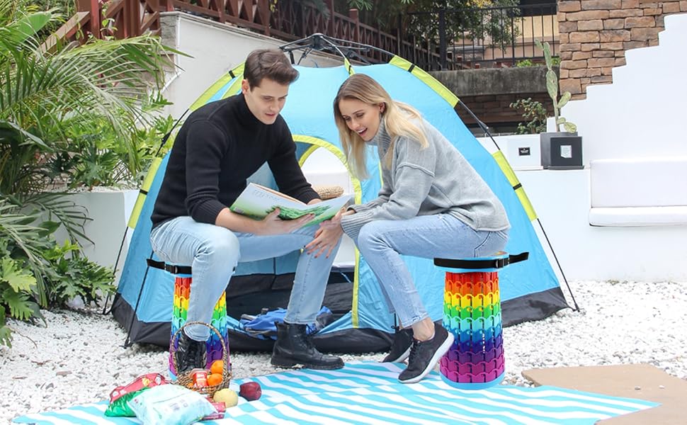 Складний туристичний стілець Alevmoom, телескопічний, для кемпінгу, риболовлі, BBQ, 600lbs, колір: зелений (хмара)