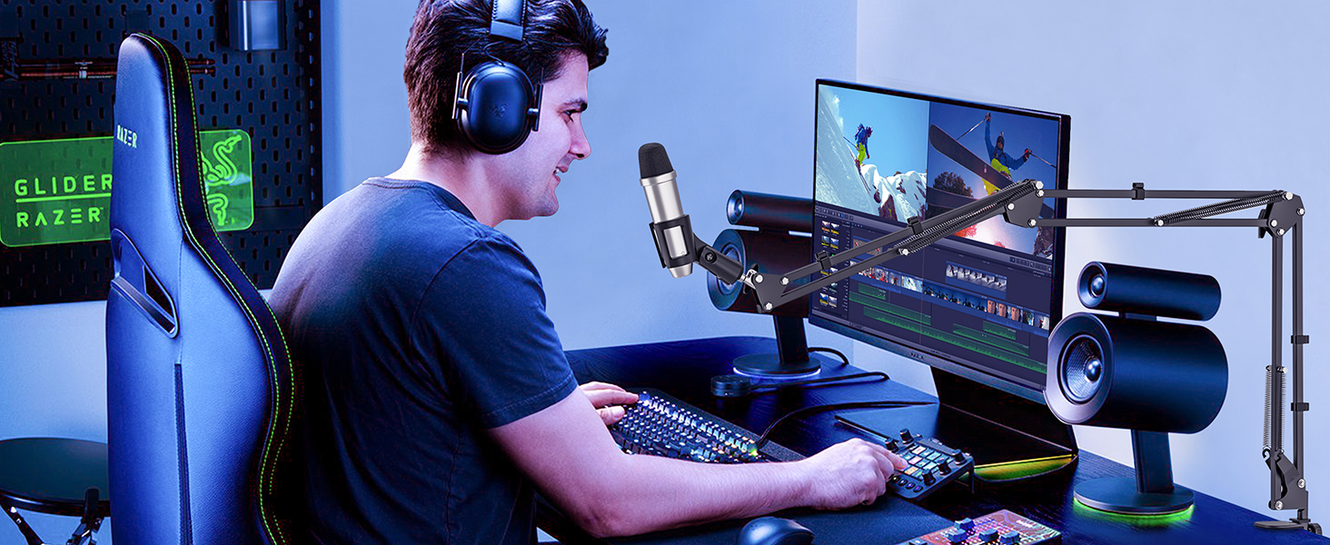 Кріплення для мікрофона на шарнірі, настільний тримач з клямкою, сумісний з 3/8' та 5/8' гвинтами, ідеально підходить для TikTok Live-трансляцій та співу