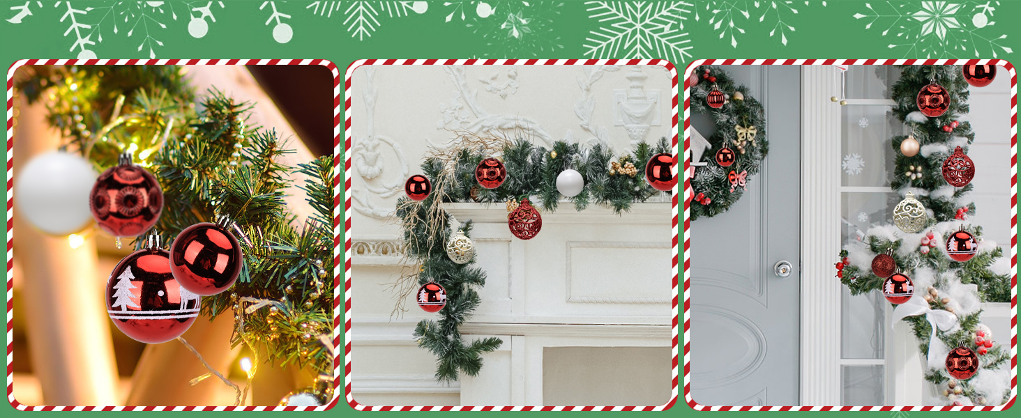 Набір прикрас на ялинку 101 шт., новорічний декор, пластикові кулі для ялинки, кулі на ялинку, зірка на верхівку, матові, глянцеві, багаторазові ялинкові кулі, 3, 4 та 6 см (червоні)