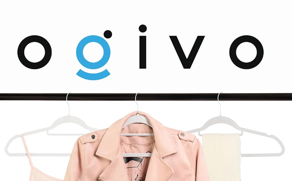 Вішалки для одягу OGIVO - набір 20 шт. з антиковзаючим покриттям, обертаються на 360°, з вирізами для плечей - для сорочок, блузок, краваток