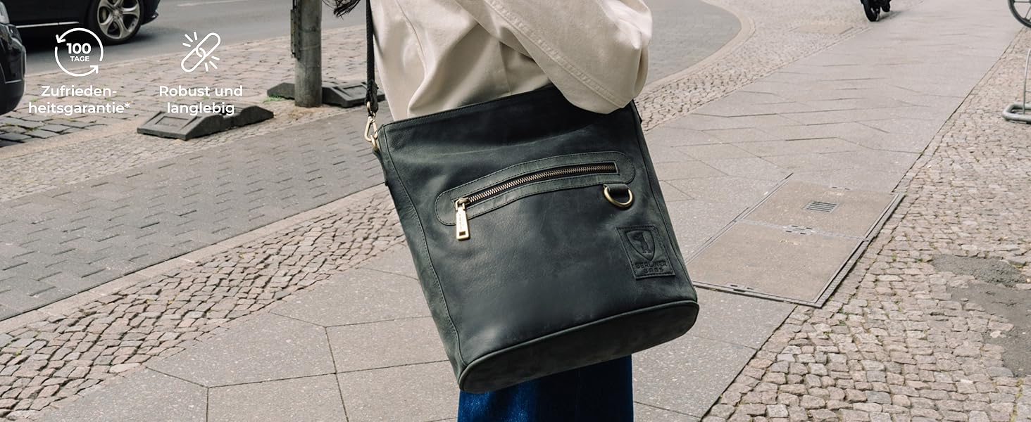 Сумка через плече Berliner Bags Siena Vintage з натуральної шкіри, сіра. Жіноча сумка-месенджер