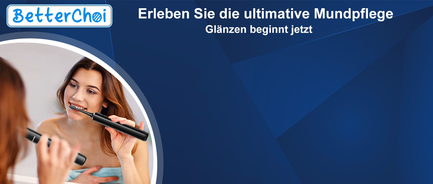 Електрична зубна щітка Betterchoi з магнітною левітацією, 41 000 VPM, 4 насадки, IPX7, 180 днів роботи від акумулятора, 5 режимів, таймер, чорний колір