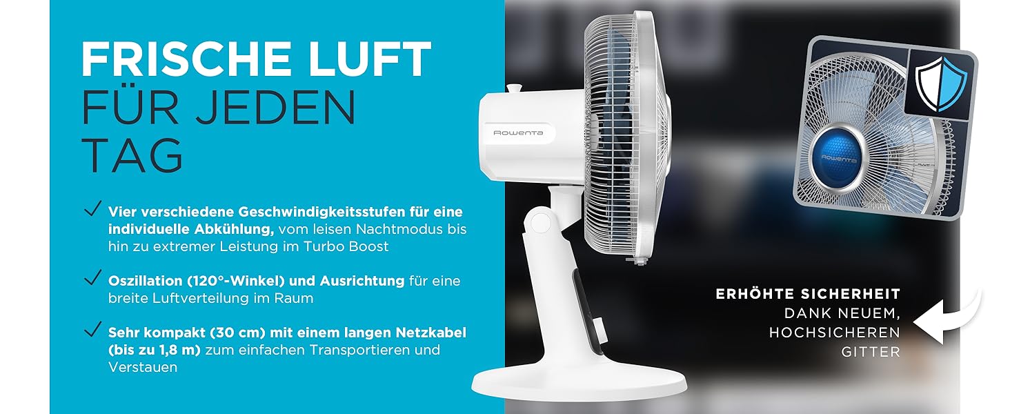 Вентилятор Rowenta Turbo Silence Extreme+ – тихий, потужний, 4 швидкості, автоматичне гойдання, білий, VU2731