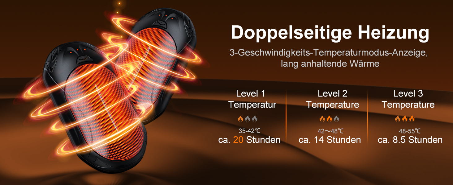 Електричний грілка для рук 2-в-1 OUTJUT 6000mAh, USB, акумулятор, 20 годин роботи, 3 режими нагріву, швидкий нагрів, для спорту на відкритому повітрі взимку, подарунок на Різдво, чорний