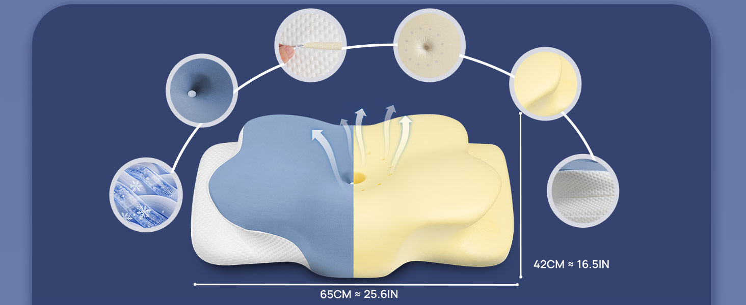 Подушка ортопедична Mulisoft Memory Foam для сну на боці, спині та животі, сіра, розмір М