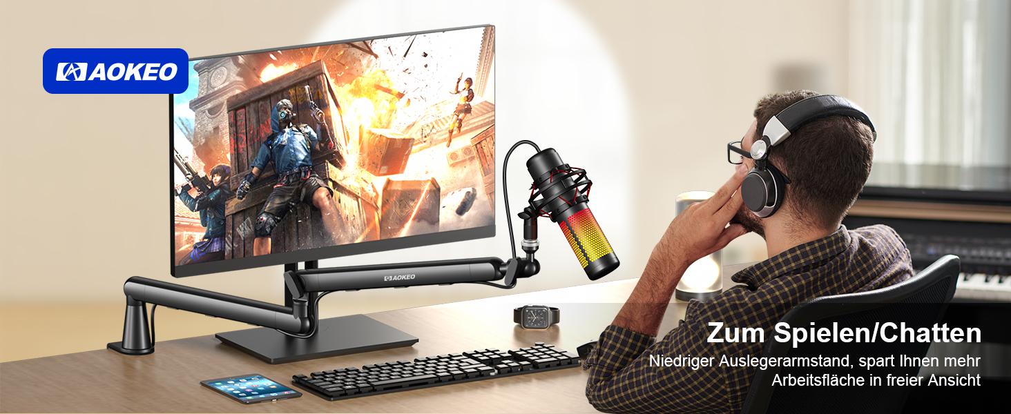 Кріплення для мікрофону Aokeo AK-55 - низькопрофільний тримач для HyperX QuadCast, Elgato Wave, Shure SM7B, Blue Yeti, Blue Snowball, студійне запису