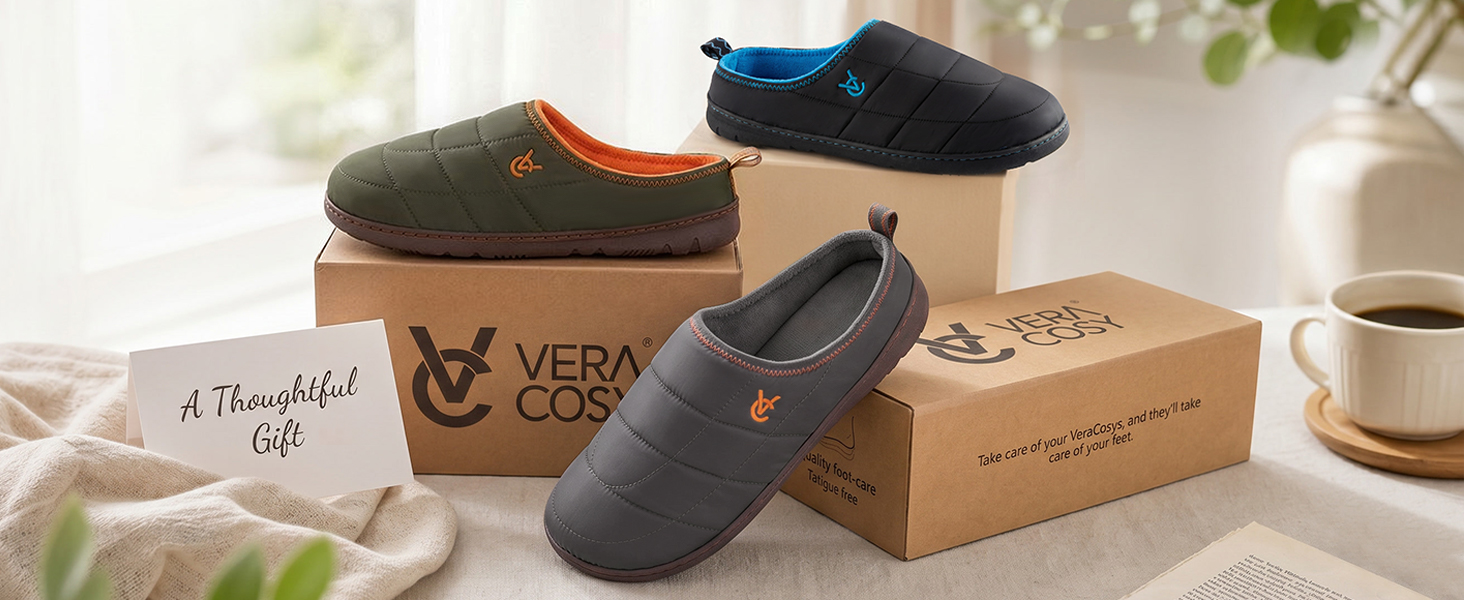 Чоловічі домашні капці VeraCosy з ефектом пам'яті (Memory Foam), водовідштовхувальний нейлон, розмір 44/45 EU, колір світло-сірий