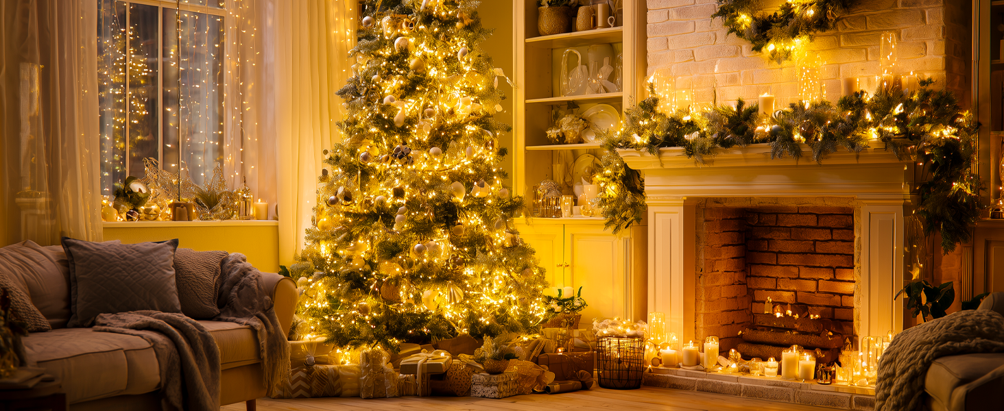 Гірлянда світлодіодна святкова для прикраси на 800 LED, 90 метрів, тепле біле світло, з пультом, таймером, вологостійка, для дому та саду